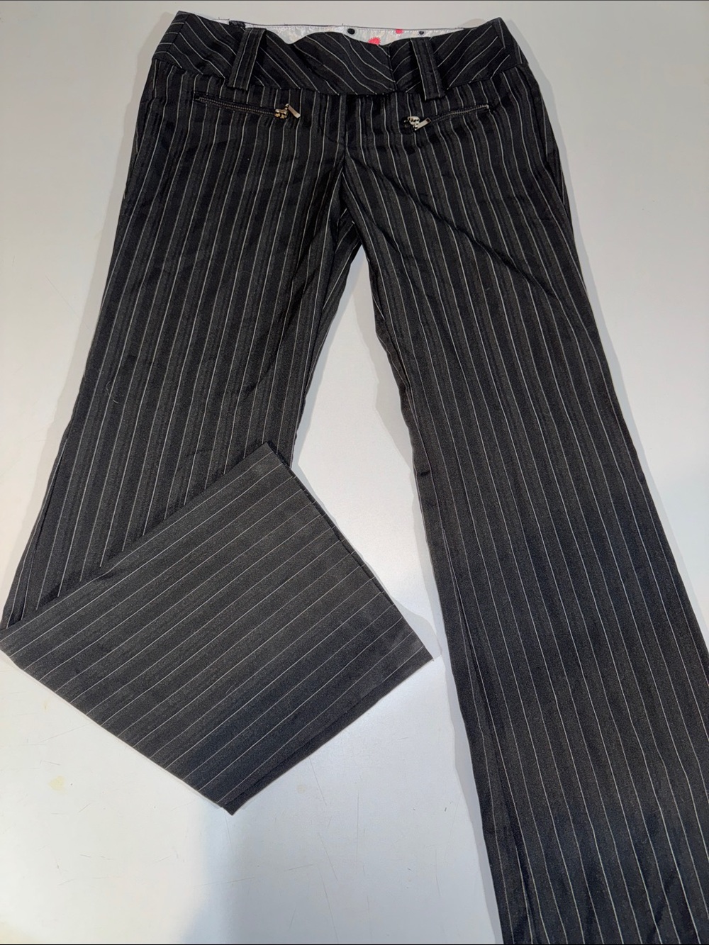 Women's Y2K Joe Benbasset Low Rise Black Pinstripe Pants size 7